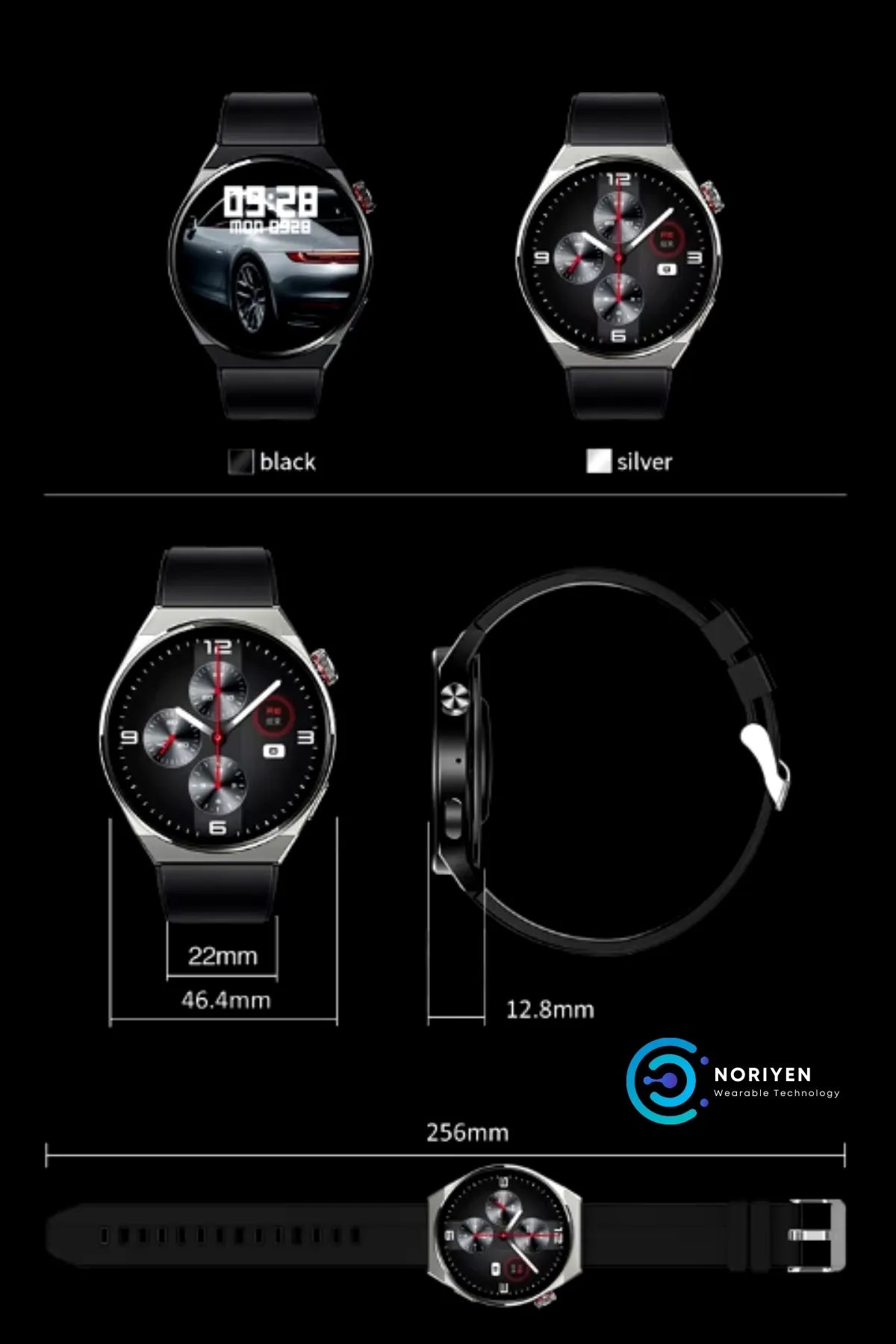 Sports Smartwatch Porsche Design Waterproof Bracelet Bluetooth Call Info Heart Rate