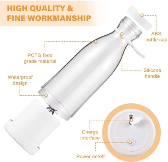 6 Stainless Steel Blades for blending Milkshakes, Smoothies and Juices - USB rechargeable