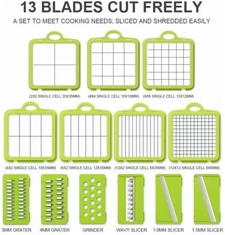 Vegetable Chopper 22 in 1 Multifunctional Onion Vegetable Mandoline Slicer Cutter Food Chopper Kitchen Manual Julienne Grater for Carrot Potato Fruit Salad with Colander Basket Containe