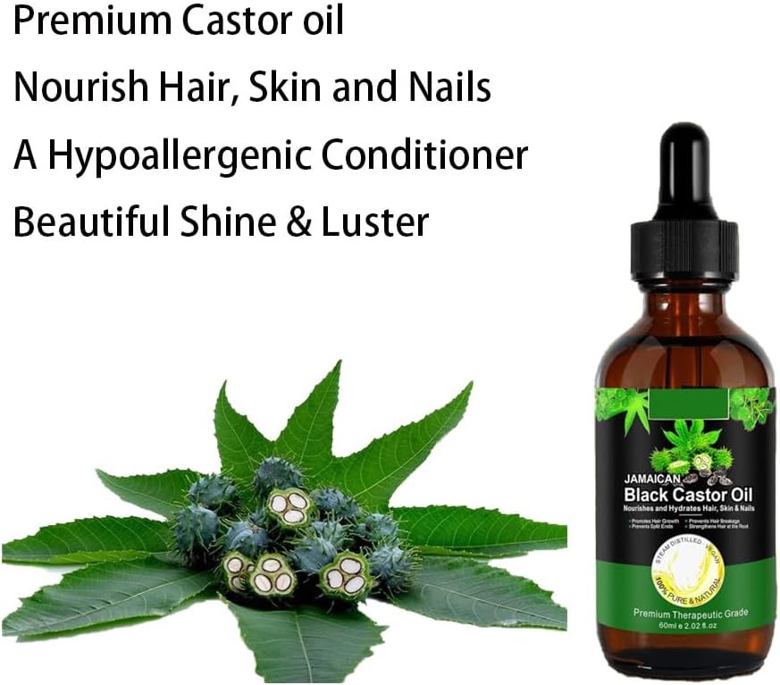 Jamaican Black Castor Oil in Glass Bottles, Body Massage Oil, Hair Growth, Eyebrow Care, Skin Care,