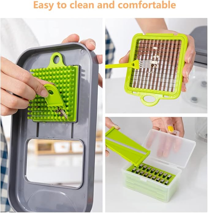 Vegetable Chopper 22 in 1 Multifunctional Onion Vegetable Mandoline Slicer Cutter Food Chopper Kitchen Manual Julienne Grater for Carrot Potato Fruit Salad with Colander Basket Containe