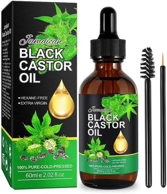 Jamaican Black Castor Oil in Glass Bottles, Body Massage Oil, Hair Growth, Eyebrow Care, Skin Care,