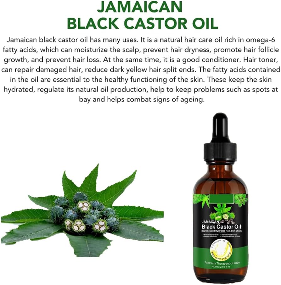 Jamaican Black Castor Oil in Glass Bottles, Body Massage Oil, Hair Growth, Eyebrow Care, Skin Care,