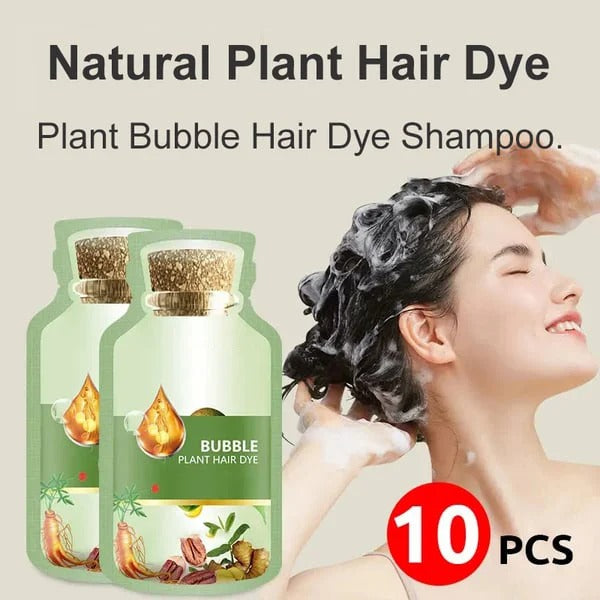 Bubble Plant New Botanical Hair Dye Shampoo - Natural Plant-Based Bubble Coloring Treatment , 20ml x 10 Packs