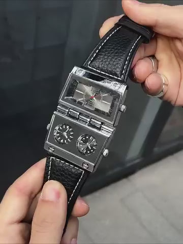 Large dial trendy multi-time zone watch W22HP89525